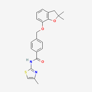 molecular formula C22H22N2O3S B2531750 4-(((2,2-dimethyl-2,3-dihydrobenzofuran-7-yl)oxy)methyl)-N-(4-methylthiazol-2-yl)benzamide CAS No. 921514-78-5