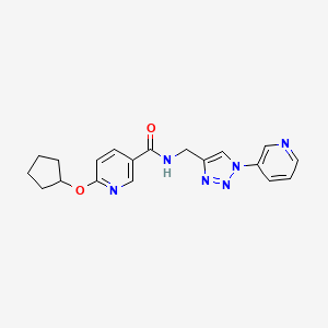 molecular formula C19H20N6O2 B2531751 6-(cyclopentyloxy)-N-((1-(pyridin-3-yl)-1H-1,2,3-triazol-4-yl)methyl)nicotinamide CAS No. 2034563-75-0