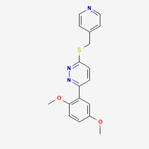 molecular formula C18H17N3O2S B2531752 3-(2,5-Dimethoxyphenyl)-6-((pyridin-4-ylmethyl)thio)pyridazine CAS No. 922990-86-1