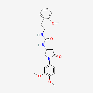 molecular formula C22H27N3O5 B2531767 1-(1-(3,4-Dimethoxyphenyl)-5-oxopyrrolidin-3-yl)-3-(2-methoxyphenethyl)urea CAS No. 877641-54-8