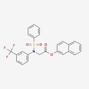 molecular formula C25H18F3NO4S B2531778 2-Naphthyl 2-[(phenylsulfonyl)-3-(trifluoromethyl)anilino]acetate CAS No. 343373-96-6