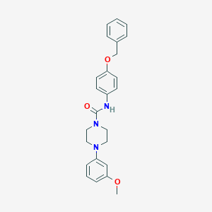 molecular formula C25H27N3O3 B253178 N-[4-(benzyloxy)phenyl]-4-(3-methoxyphenyl)-1-piperazinecarboxamide 