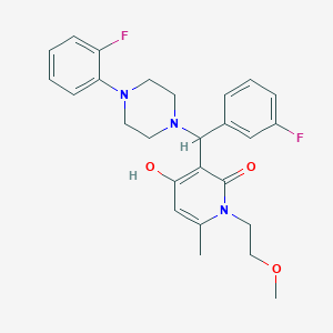 molecular formula C26H29F2N3O3 B2531783 3-((3-fluorophenyl)(4-(2-fluorophenyl)piperazin-1-yl)methyl)-4-hydroxy-1-(2-methoxyethyl)-6-methylpyridin-2(1H)-one CAS No. 897735-26-1