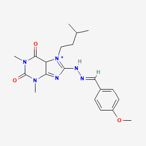 8-[(E)-2-[(4-methoxyphenyl)methylidene]hydrazin-1-yl]-1,3-dimethyl-7-(3-methylbutyl)-2,3,6,7-tetrahydro-1H-purine-2,6-dione