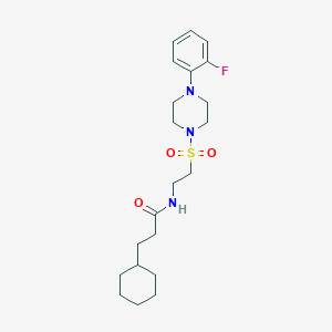 molecular formula C21H32FN3O3S B2531806 3-环己基-N-(2-((4-(2-氟苯基)哌嗪-1-基)磺酰基)乙基)丙酰胺 CAS No. 897613-43-3