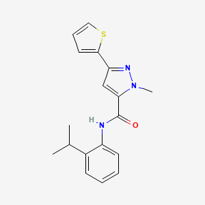 molecular formula C18H19N3OS B2531808 N-(2-isopropylphenyl)-1-methyl-3-(thiophen-2-yl)-1H-pyrazole-5-carboxamide CAS No. 1219845-01-8
