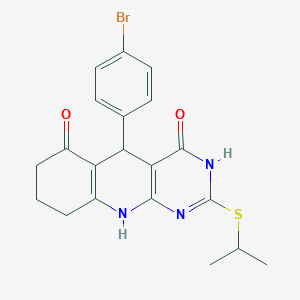 molecular formula C20H20BrN3O2S B2531811 5-(4-bromophenyl)-2-(isopropylthio)-7,8,9,10-tetrahydropyrimido[4,5-b]quinoline-4,6(3H,5H)-dione CAS No. 627046-31-5