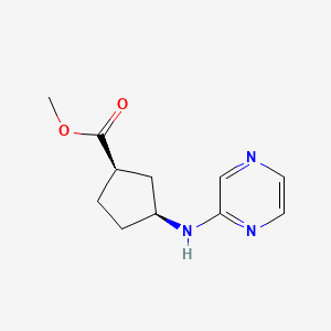 molecular formula C11H15N3O2 B2531814 Methyl (1R,3S)-3-(pyrazin-2-ylamino)cyclopentane-1-carboxylate CAS No. 2248388-19-2