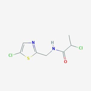 molecular formula C7H8Cl2N2OS B2531823 2-Chloro-N-[(5-chloro-1,3-thiazol-2-yl)methyl]propanamide CAS No. 2149698-56-4