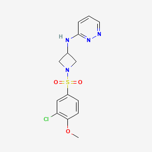 molecular formula C14H15ClN4O3S B2531825 N-[1-(3-chloro-4-methoxybenzenesulfonyl)azetidin-3-yl]pyridazin-3-amine CAS No. 2097917-41-2