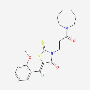 molecular formula C20H24N2O3S2 B2531850 (5Z)-3-[3-(氮杂环戊烷-1-基)-3-氧代丙基]-5-[(2-甲氧基苯基)亚甲基]-2-硫代亚甲基-1,3-噻唑烷-4-酮 CAS No. 681480-40-0