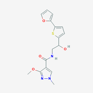 molecular formula C16H17N3O4S B2531853 N-[2-[5-(Furan-2-yl)thiophen-2-yl]-2-hydroxyethyl]-3-methoxy-1-methylpyrazole-4-carboxamide CAS No. 2319721-22-5