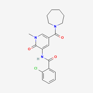molecular formula C20H22ClN3O3 B2531862 N-(5-(azepane-1-carbonyl)-1-methyl-2-oxo-1,2-dihydropyridin-3-yl)-2-chlorobenzamide CAS No. 1203397-59-4