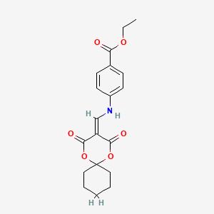 molecular formula C19H21NO6 B2531863 4-[(2,4-二氧代-1,5-二氧代螺[5.5]十一烷-3-亚甲基)氨基]苯甲酸乙酯 CAS No. 370852-01-0