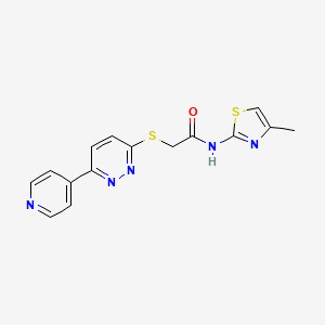 molecular formula C15H13N5OS2 B2531867 N-(4-甲基噻唑-2-基)-2-((6-(吡啶-4-基)嘧啶-3-基)硫代)乙酰胺 CAS No. 894001-80-0