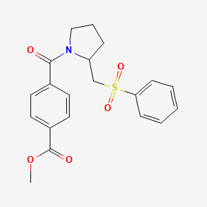 molecular formula C20H21NO5S B2531875 4-(2-((苯磺酰基)甲基)吡咯烷-1-羰基)苯甲酸甲酯 CAS No. 1448045-20-2