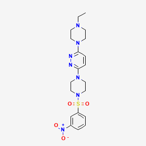 molecular formula C20H27N7O4S B2531881 3-(4-Ethylpiperazin-1-yl)-6-(4-((3-nitrophenyl)sulfonyl)piperazin-1-yl)pyridazine CAS No. 886894-57-1