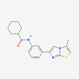 molecular formula C19H21N3OS B2531888 N-[3-(3-甲基咪唑并[2,1-b][1,3]噻唑-6-基)苯基]环己烷甲酰胺 CAS No. 893982-12-2