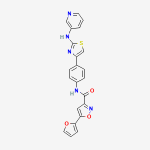 molecular formula C22H15N5O3S B2531891 5-(furan-2-yl)-N-(4-(2-(pyridin-3-ylamino)thiazol-4-yl)phenyl)isoxazole-3-carboxamide CAS No. 1797557-78-8