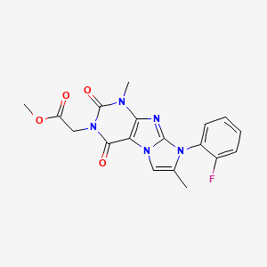 molecular formula C18H16FN5O4 B2531897 Methyl 2-[6-(2-fluorophenyl)-4,7-dimethyl-1,3-dioxopurino[7,8-a]imidazol-2-yl]acetate CAS No. 878420-58-7