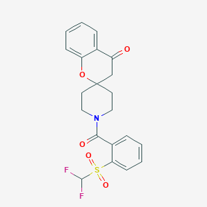 molecular formula C21H19F2NO5S B2531902 1'-(2-((Difluoromethyl)sulfonyl)benzoyl)spiro[chroman-2,4'-piperidin]-4-one CAS No. 896334-92-2
