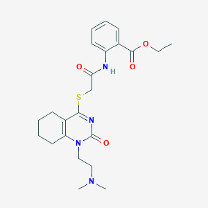 Ethyl 2-(2-((1-(2-(dimethylamino)ethyl)-2-oxo-1,2,5,6,7,8-hexahydroquinazolin-4-yl)thio)acetamido)benzoate