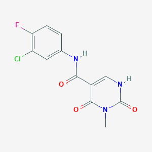 molecular formula C12H9ClFN3O3 B2531906 N-(3-chloro-4-fluorophenyl)-3-methyl-2,4-dioxo-1,2,3,4-tetrahydropyrimidine-5-carboxamide CAS No. 1351630-22-2