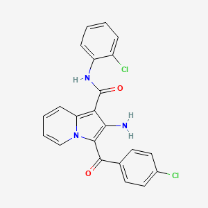 molecular formula C22H15Cl2N3O2 B2531923 2-氨基-3-(4-氯苯甲酰基)-N-(2-氯苯基)吲哚并[1,2-b]吡啶-1-甲酰胺 CAS No. 898417-86-2