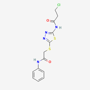 N-[5-(2-anilino-2-oxoethyl)sulfanyl-1,3,4-thiadiazol-2-yl]-3-chloropropanamide