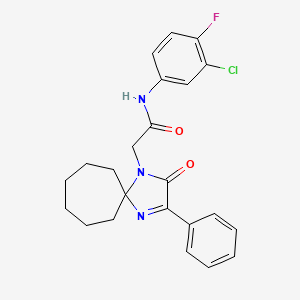 molecular formula C23H23ClFN3O2 B2531974 N-(3-chloro-4-fluorophenyl)-2-(2-oxo-3-phenyl-1,4-diazaspiro[4.6]undec-3-en-1-yl)acetamide CAS No. 866847-55-4