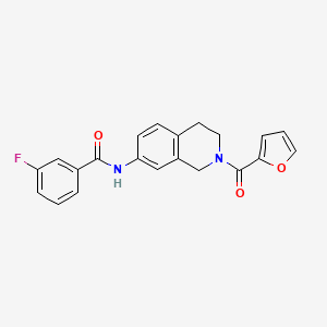 molecular formula C21H17FN2O3 B2531977 3-fluoro-N-(2-(furan-2-carbonyl)-1,2,3,4-tetrahydroisoquinolin-7-yl)benzamide CAS No. 955665-92-6