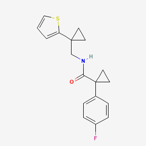 molecular formula C18H18FNOS B2531984 1-(4-氟苯基)-N-((1-(噻吩-2-基)环丙基)甲基)环丙烷甲酰胺 CAS No. 1324142-80-4