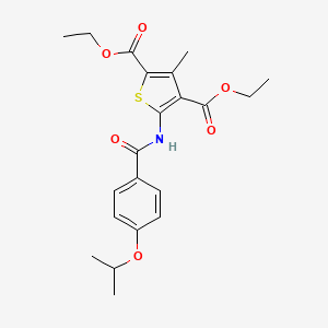 molecular formula C21H25NO6S B2531986 5-(4-异丙氧基苯甲酰胺基)-3-甲硫代吩-2,4-二羧酸二乙酯 CAS No. 462615-33-4