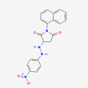 molecular formula C20H16N4O4 B2531991 1-(Naphthalen-1-yl)-3-(2-(4-nitrophenyl)hydrazinyl)pyrrolidine-2,5-dione CAS No. 956607-02-6