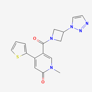 molecular formula C16H15N5O2S B2532012 5-(3-(1H-1,2,3-三唑-1-基)氮杂环丁烷-1-羰基)-1-甲基-4-(噻吩-2-基)吡啶-2(1H)-酮 CAS No. 2034523-09-4