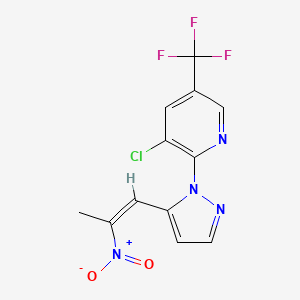 molecular formula C12H8ClF3N4O2 B2532019 3-氯-2-[5-[(Z)-2-硝基丙-1-烯基]吡唑-1-基]-5-(三氟甲基)吡啶 CAS No. 318248-57-6