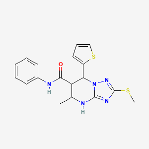 molecular formula C18H19N5OS2 B2532024 5-metil-2-(metilsulfanil)-N-fenil-7-(tiofen-2-il)-4,5,6,7-tetrahidro[1,2,4]triazolo[1,5-a]pirimidin-6-carboxamida CAS No. 1212104-82-9