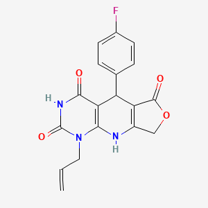 molecular formula C18H14FN3O4 B2532026 8-(4-氟苯基)-13-(丙-2-烯-1-基)-5-氧杂-2,11,13-三氮杂三环[7.4.0.0^{3,7}]十三-1(9),3(7)-二烯-6,10,12-三酮 CAS No. 871548-09-3