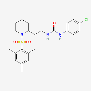 molecular formula C23H30ClN3O3S B2532028 1-(4-Chlorophenyl)-3-(2-(1-(mesitylsulfonyl)piperidin-2-yl)ethyl)urea CAS No. 898415-54-8