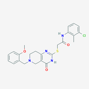 molecular formula C24H25ClN4O3S B2532029 N-(3-chloro-2-methylphenyl)-2-{[6-(2-methoxybenzyl)-4-oxo-3,4,5,6,7,8-hexahydropyrido[4,3-d]pyrimidin-2-yl]sulfanyl}acetamide CAS No. 1110971-60-2