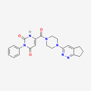 molecular formula C22H22N6O3 B2532044 6-(4-(6,7-dihydro-5H-cyclopenta[c]pyridazin-3-yl)piperazine-1-carbonyl)-3-phenylpyrimidine-2,4(1H,3H)-dione CAS No. 2034298-34-3
