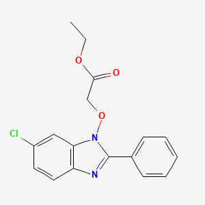 molecular formula C17H15ClN2O3 B2532046 ethyl 2-[(6-chloro-2-phenyl-1H-1,3-benzimidazol-1-yl)oxy]acetate CAS No. 338978-61-3