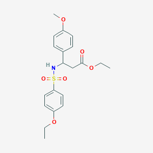molecular formula C20H25NO6S B2532048 Ethyl 3-{[(4-ethoxyphenyl)sulfonyl]amino}-3-(4-methoxyphenyl)propanoate CAS No. 681841-12-3