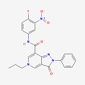 molecular formula C22H18FN5O4 B2532050 N-(4-氟-3-硝基苯基)-3-氧代-2-苯基-5-丙基-3,5-二氢-2H-吡唑并[4,3-c]吡啶-7-甲酰胺 CAS No. 921578-58-7