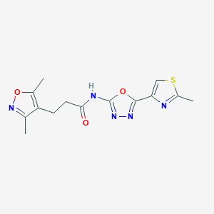 molecular formula C14H15N5O3S B2532070 3-(3,5-二甲基异恶唑-4-基)-N-(5-(2-甲基噻唑-4-基)-1,3,4-恶二唑-2-基)丙酰胺 CAS No. 1286714-52-0