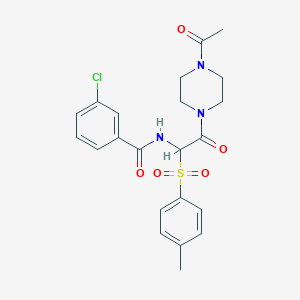 N-(2-(4-acetylpiperazin-1-yl)-2-oxo-1-tosylethyl)-3-chlorobenzamide