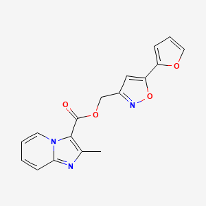 molecular formula C17H13N3O4 B2532111 (5-(Furan-2-yl)isoxazol-3-yl)methyl 2-methylimidazo[1,2-a]pyridine-3-carboxylate CAS No. 1203047-25-9