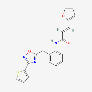 molecular formula C20H15N3O3S B2532162 (E)-3-(呋喃-2-基)-N-(2-((3-(噻吩-2-基)-1,2,4-恶二唑-5-基)甲基)苯基)丙烯酰胺 CAS No. 1798409-74-1