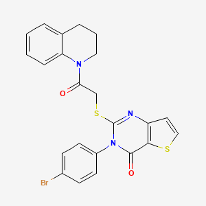 molecular formula C23H18BrN3O2S2 B2532169 3-(4-溴苯基)-2-((2-(3,4-二氢喹啉-1(2H)-基)-2-氧代乙基)硫代)噻吩[3,2-d]嘧啶-4(3H)-酮 CAS No. 1795190-10-1