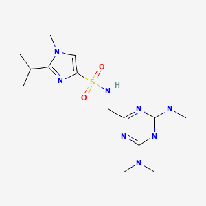 molecular formula C15H26N8O2S B2532180 N-((4,6-二(二甲氨基)-1,3,5-三嗪-2-基)甲基)-2-异丙基-1-甲基-1H-咪唑-4-磺酰胺 CAS No. 2034406-36-3